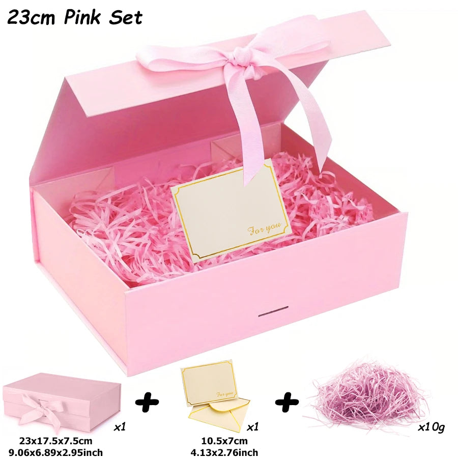 Luxury Magnetic Gift Box With Lid Ribbon Lafite 3 Sizes Available Grass Greeting Card Valentine's Day Gift Packaging Box