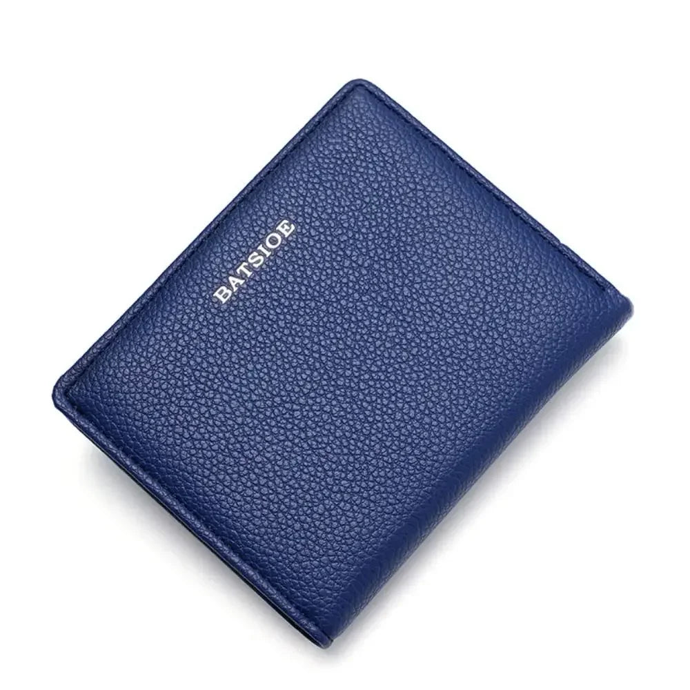 Fashion PU Leather Short Wallet Large Capacity Solid Color Card Holder Thin Women's Handbag Student Men Small Purse Mini Clutch