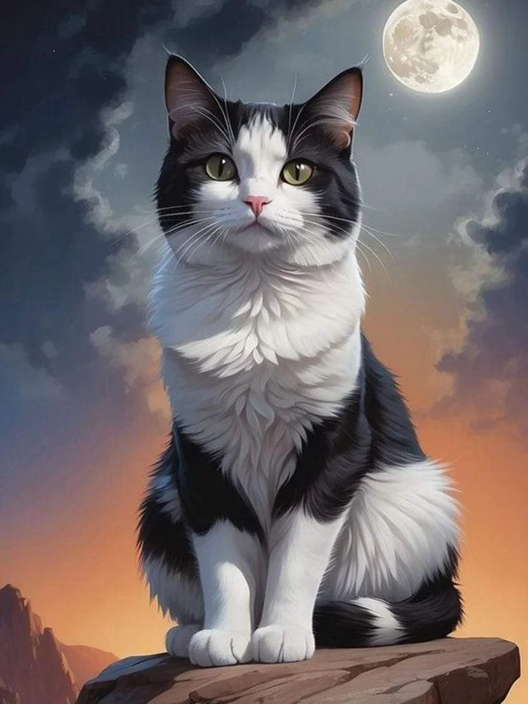 New Cow Cat 5D DIY Diamond Painting Kit Black and White Cats Portrait Diamond Embroidery Mosaic Carft Rhinestone Gift Home Decor