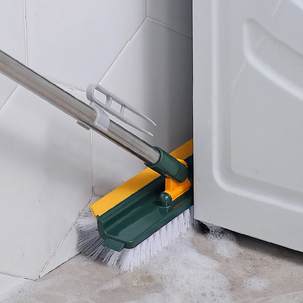 3 in 1 Floor Scrub Brush with Right Angled Bristle & Scraper Long Handle Grout Brush Shower Scrubber for Bathroom Tub Tile Floor