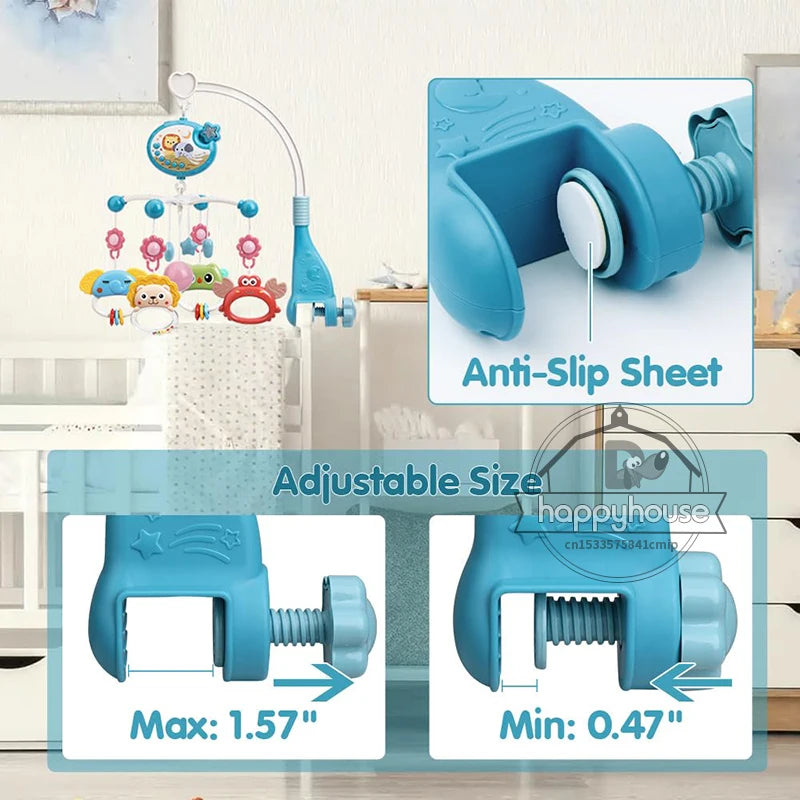 Musical Baby Crib Mobile – Light-Up Music Projection Toy with Remote Control for Infants 0–6 Months