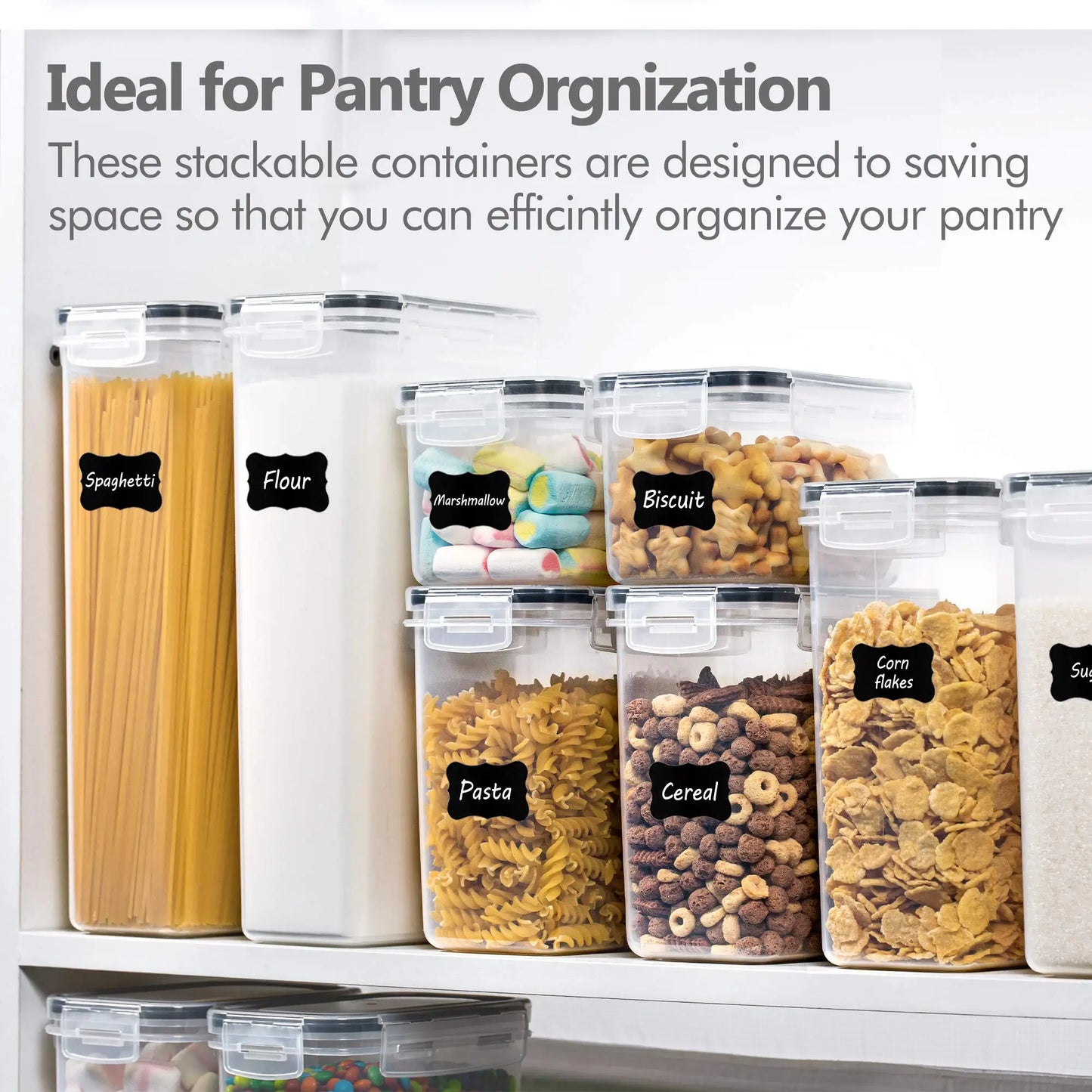 Food Storage Containers Kitchen Organiser and Storage Container with Lids Refrigerator Noodle Box Tank Sealed Cans 5Pcs Set