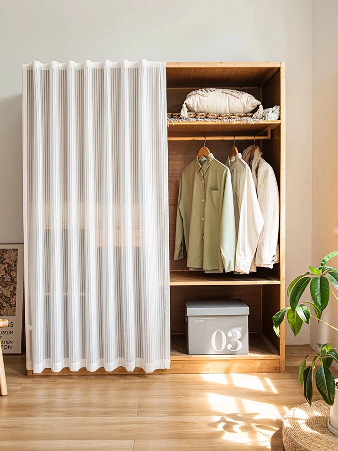 Vertical Stripe Design White Curtains