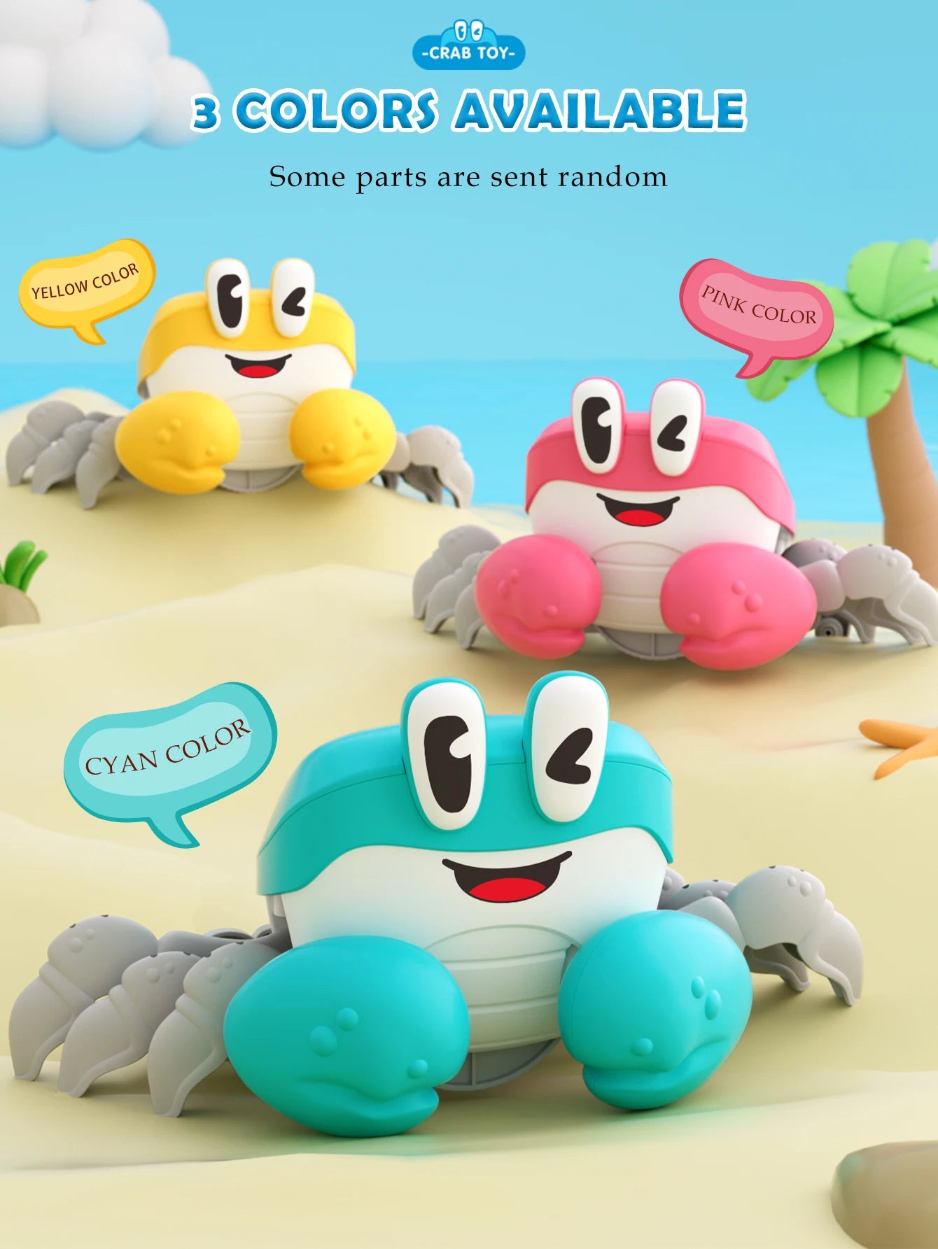 Crawling Crab Baby Toy, Learning Crawl Toys Crab with Music Dancing Walking Moving Induction Gifts for 3+ Boys and Girls
