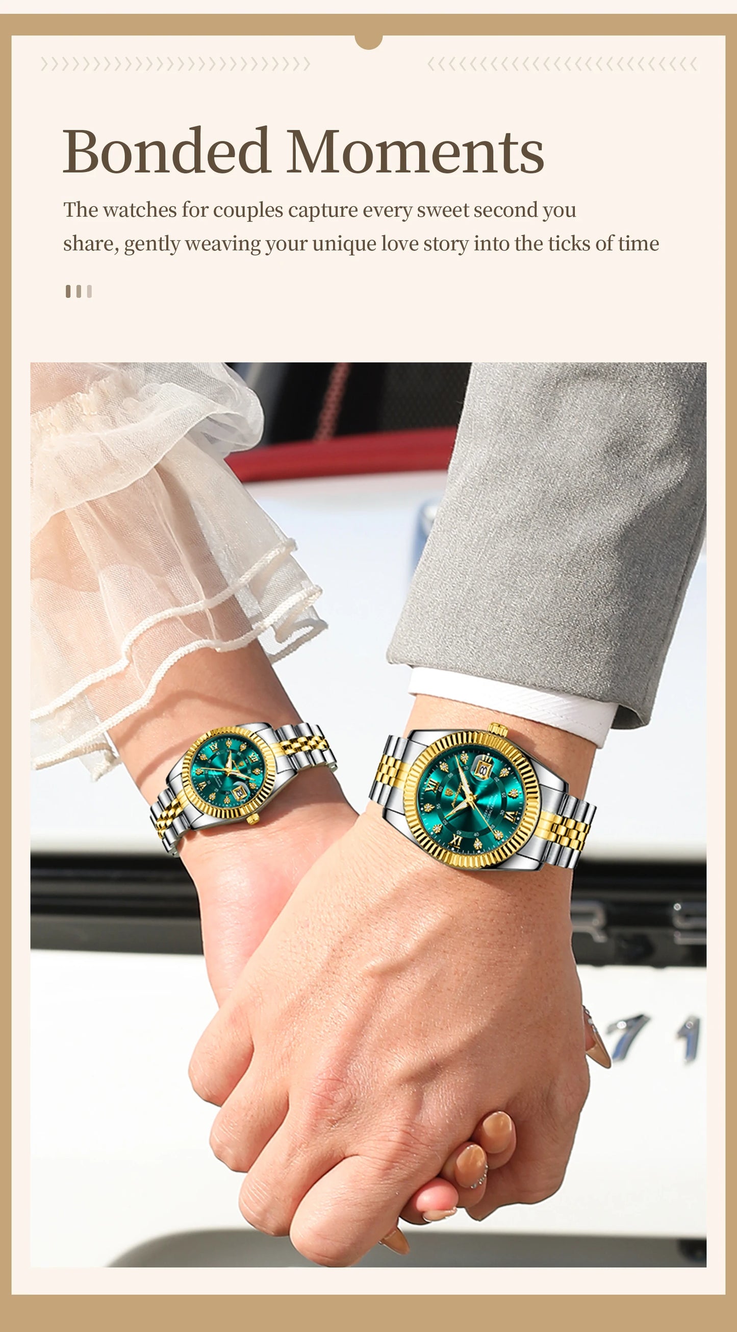 POEDAGAR Top Luxury Couple's Watches Luminous Date Classic Watches For Couple Quartz Stainless Steel Couple Watch Lovers Set+Box