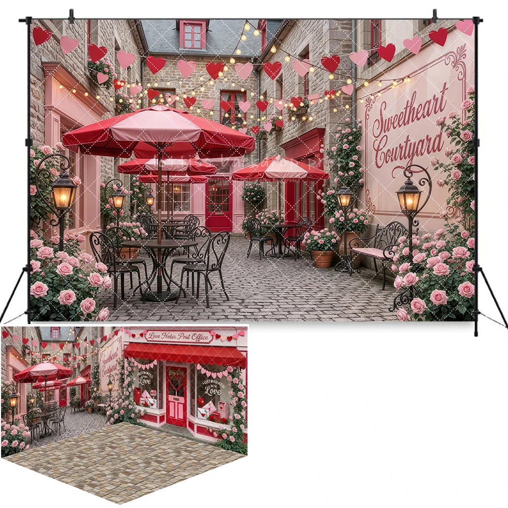 Valentine's Day Street Store Backdrops Kids Adult Photography Props Rose Garden Arch Floral Market Easter Bunny Backdrops