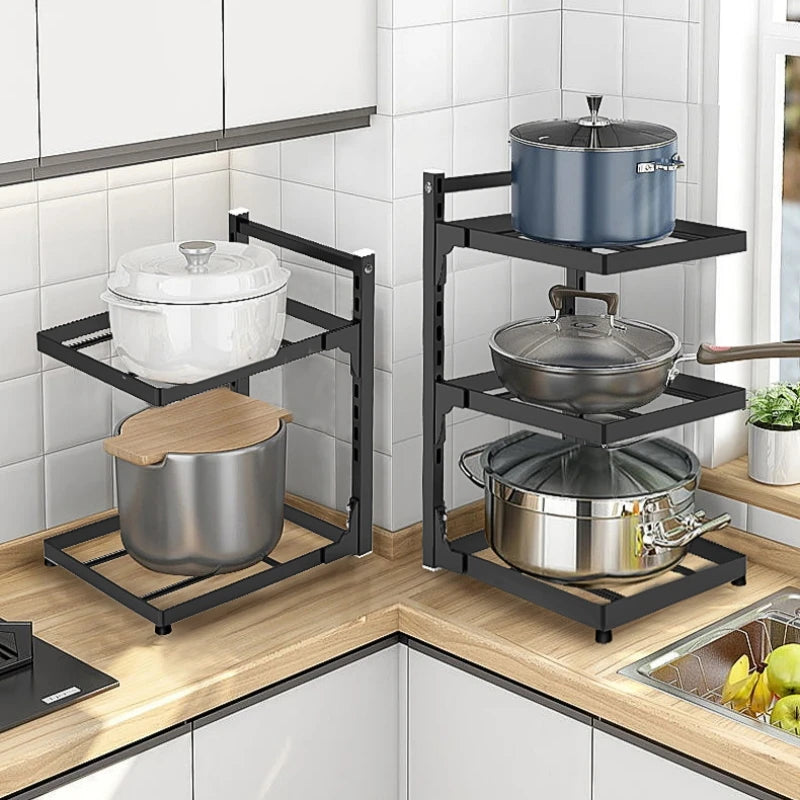 Multi-Layer Kitchen Sink Storage Rack Cooker Storage Rack For Home Cabinets Adjustable Pot Rack Cabinet Organiser Shelf