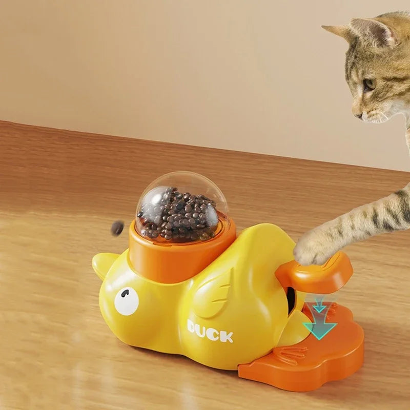 Little Yellow Duck Interactive Pet Feeder – Automatic Food Dispenser & Training Toy for Cats and Dogs