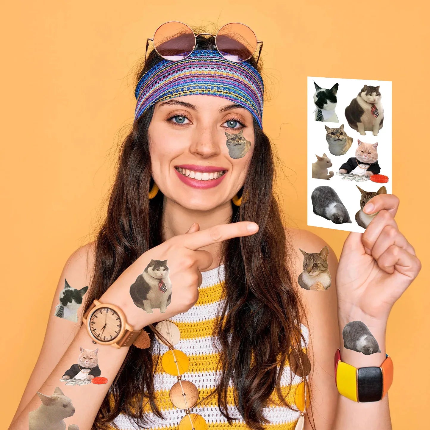 10Pcs/set New Love Cat Temporary Tattoo Stickers Cute Cat Children Waterproof Tattoo For Kids Funny Birthday Gift
