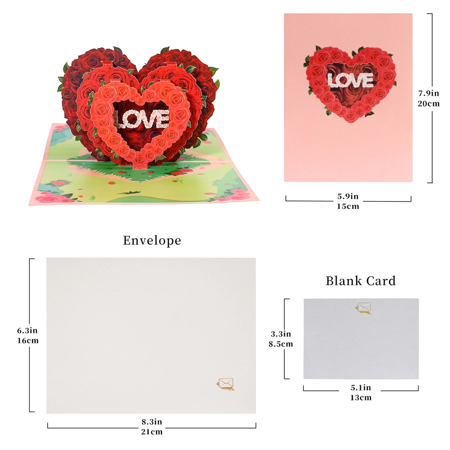 3D Love Pop Up Card for Valentine's Day Wedding Invitations Anniversary Wife Husband