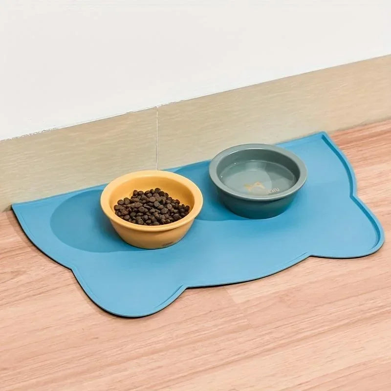 Silicone Pet Feeding Mat – Waterproof Non-Slip Placemat for Cat & Dog Food and Water Bowls, Easy to Clean Floor Protector
