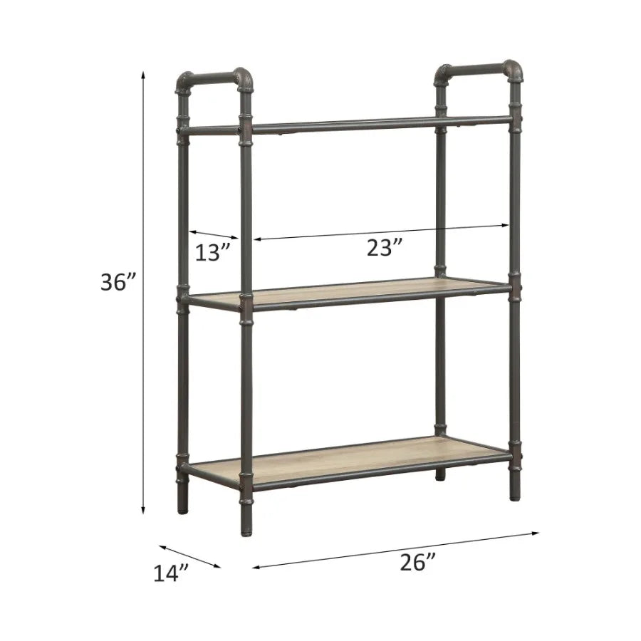 Itzel Antique Oak Sandy Gray Finish Bookshelf