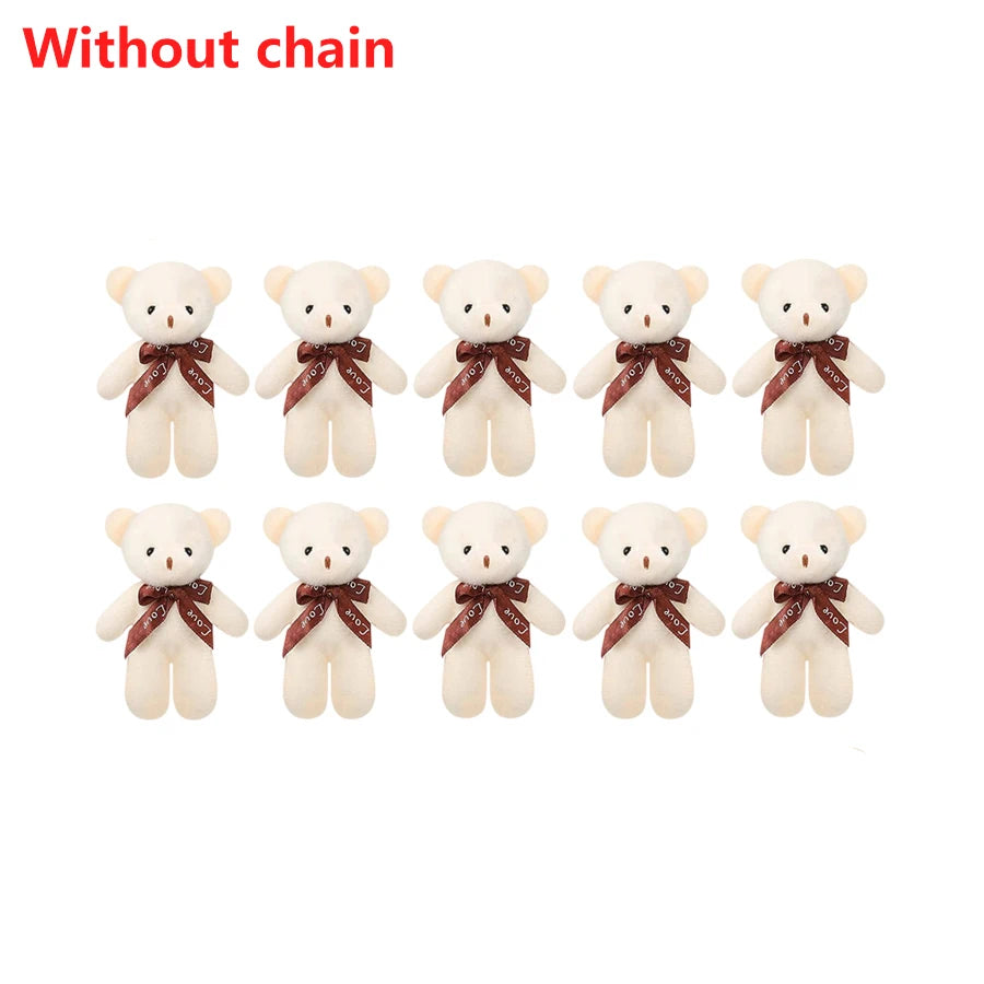 10pcs/Pack 12CM Couple Bear Flower Bouquet Dolls Mini Foam Teddy Bears Plush DIY Valentines Flower Gifts Packaging Accessor part