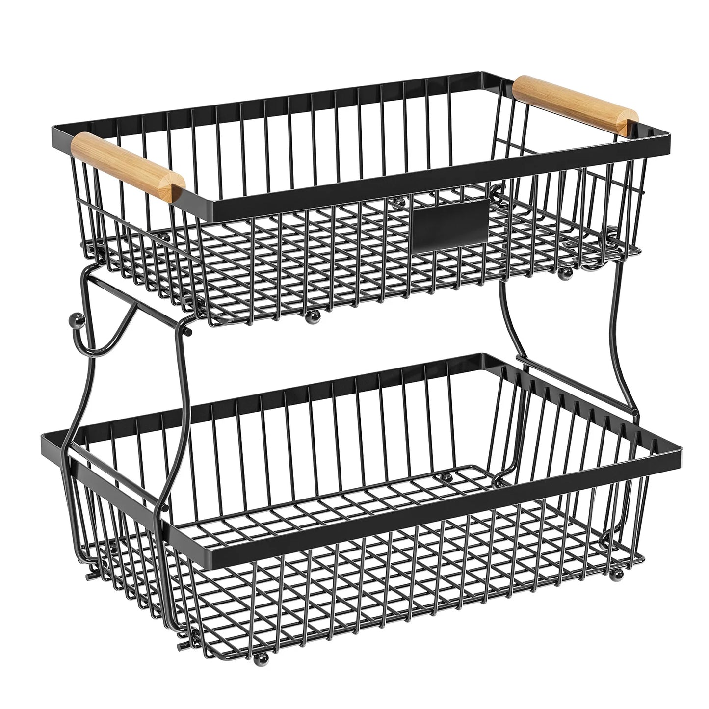 33*29cm deteachable fruit vegetable kitchen storage organisation racks holders double-layer trays wood hand SS home display