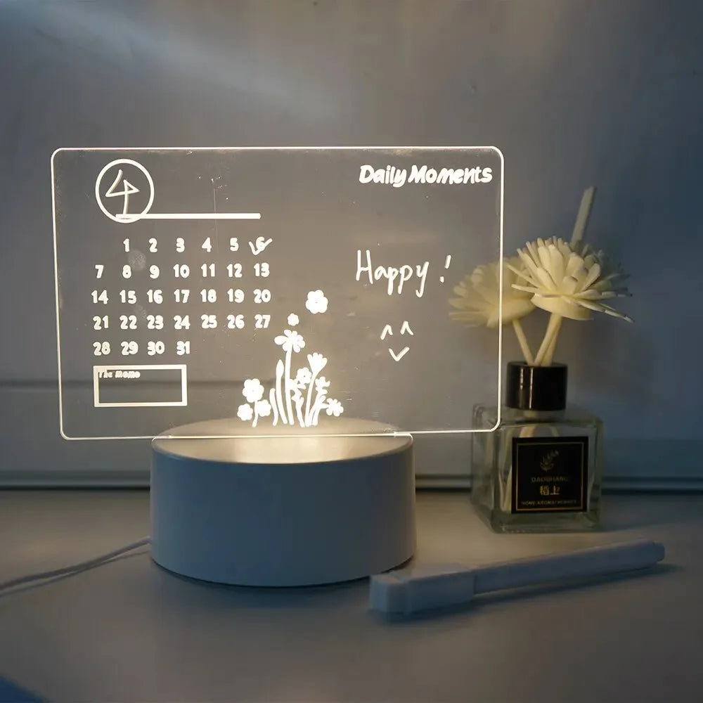 Handwritten Message Board LED Night Light USB Rechargeable Warm Light Kids Girlfriend Gift Home Decor Rewritable Note Pad Lamp