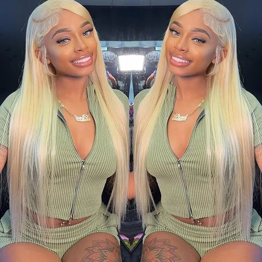 40 46 Inch 180 200% Density Blonde 613 Lace Front Wigs 13x6 HD Lace Wig Transparent Frontal 13X4 Bone Straight Human Hair Wigs