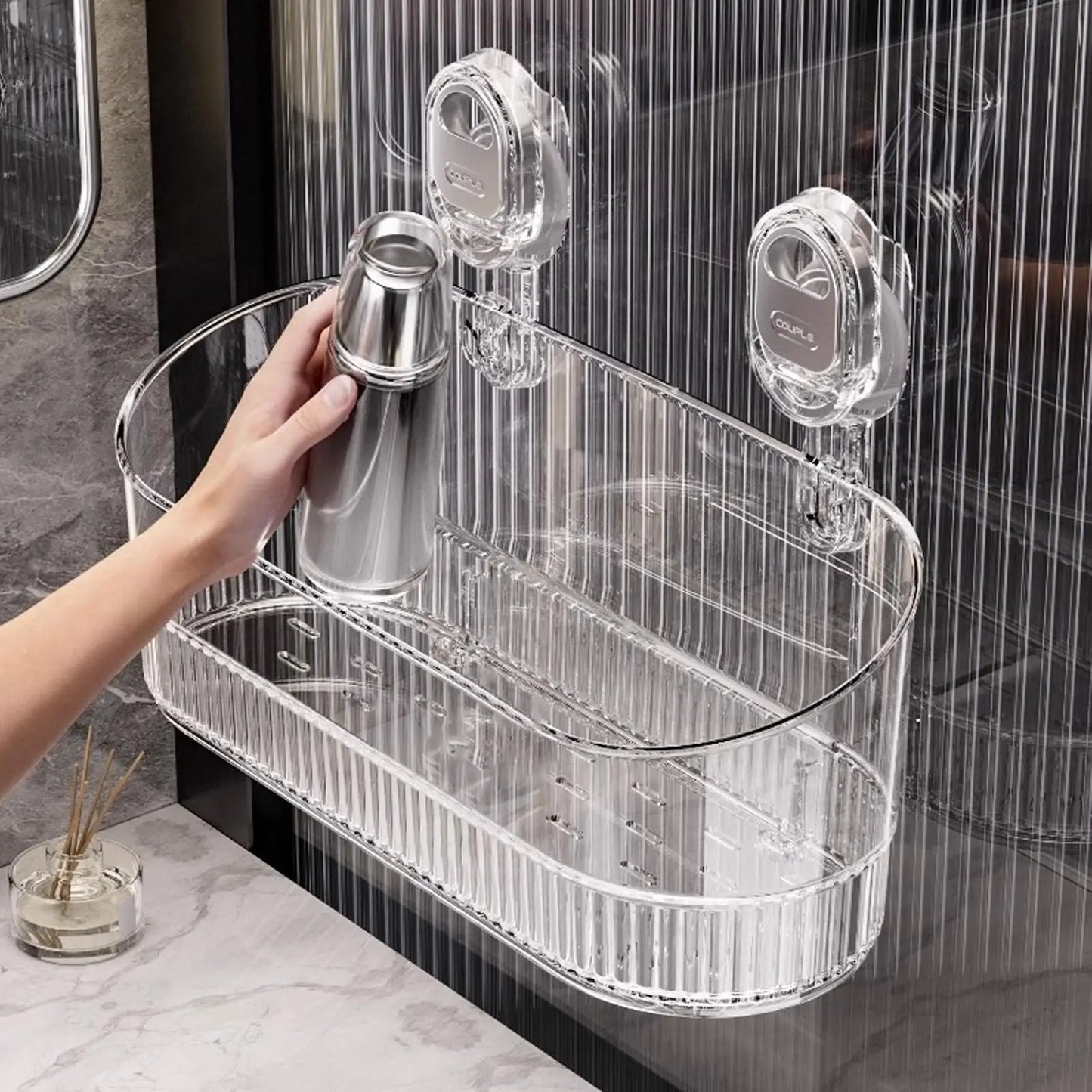 Bathroom Shelf Suction Cup Wall Mount Corner Storage Rack No Drill Shampoo Holder Cosmetic Organizer Shower Drain Basket