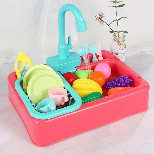 Kids Kitchen Toys Pretend Simulation Electric Dishwasher Child Kitchen Wash Basin Sink Role Playing Toys for Kids Girls Gifts