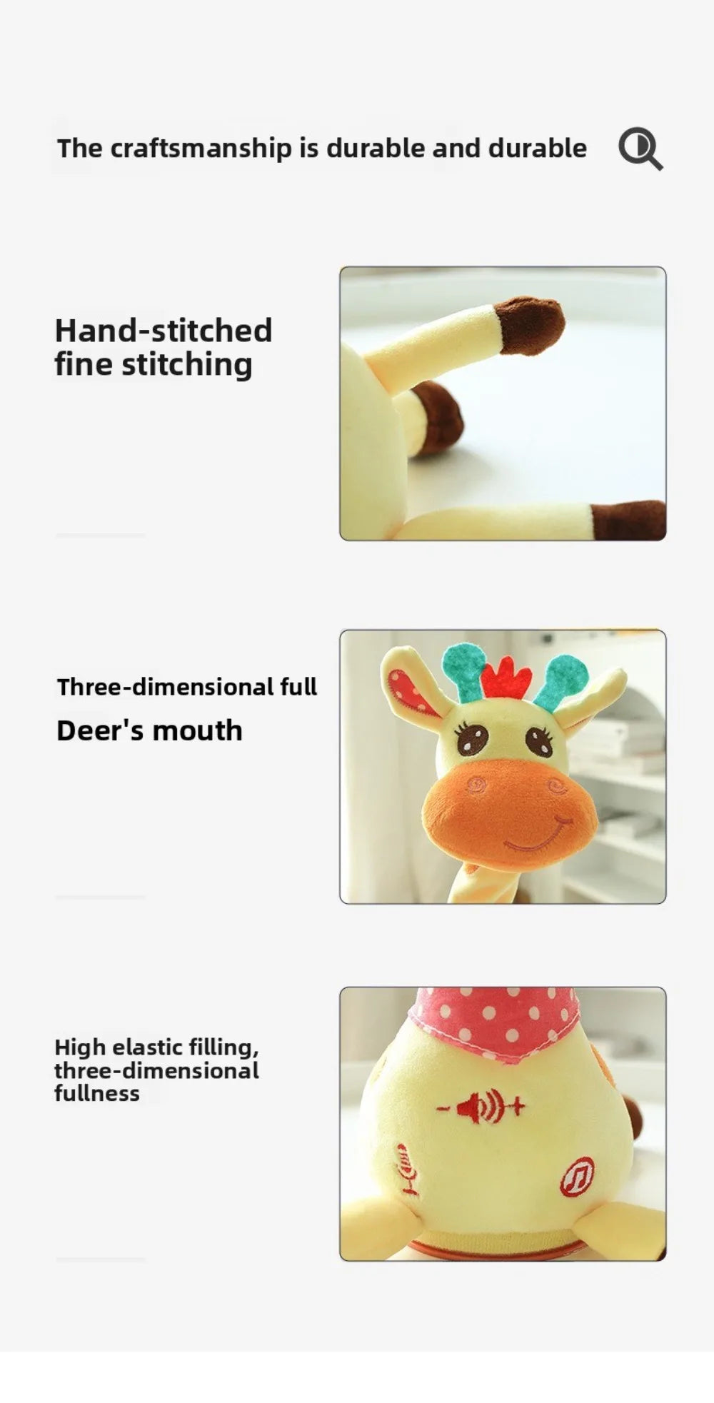 Repeating What You Say Dancing Talking Giraffe Toy with 10 Songs Adjustable Volume Stuffed Animal Toy Plush Musical