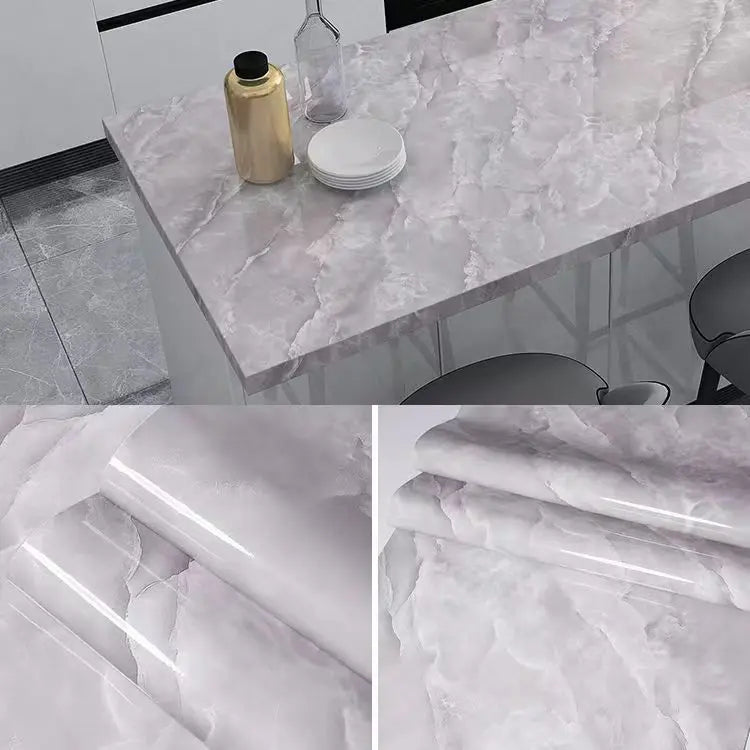 PVC Thickened Waterproof And Oil-proof Marble Wallpaper Self-adhesive Sticker Bathroom Cabinet Cooktop Desktop Decorative Film
