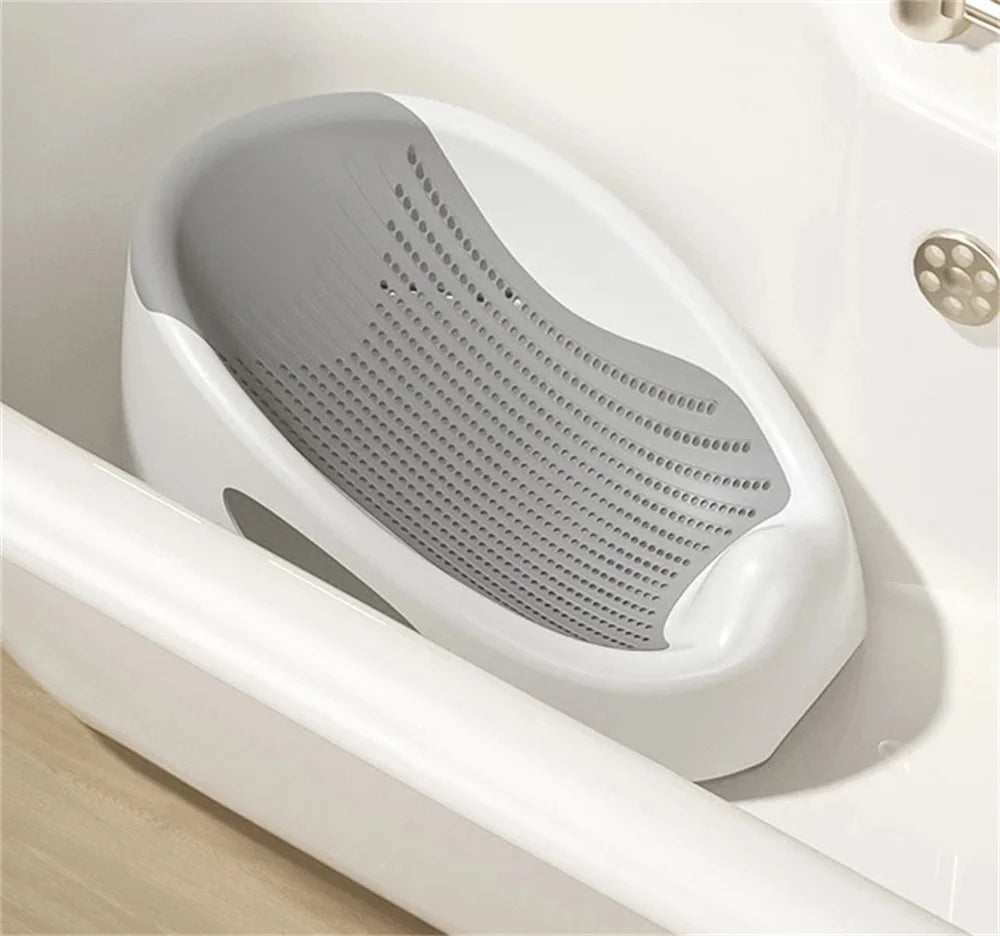 Baby Bath Tub Silicone Mesh Support Non Slip Base Newborn Foot Bath Bucket household Soft Touch Bathroom Bath Tub Gray