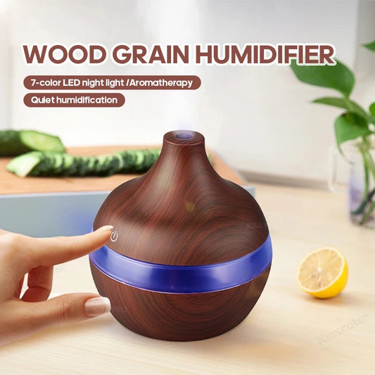 Wood Grain Humidifier 300ml USB Aroma Diffuser Atomizer USB Household Humidifier Hydrating Instrument Desktop Humidifier