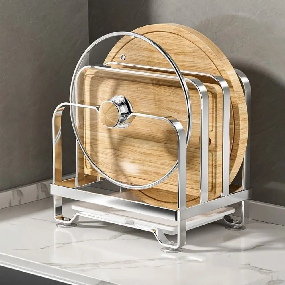 Vertical Cutting Board Holder Rustproof Anti-slip Pot Lid Storage Rack Moisture-proof Space Saving Chopping Board Organiser