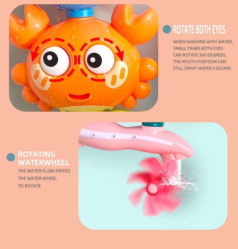 Baby Bathtub Water Play Set Rotating Sprinkler Kids Bath Toys Games for Bath Toddler Bathroom Suction Cup Shower Toys for Infant