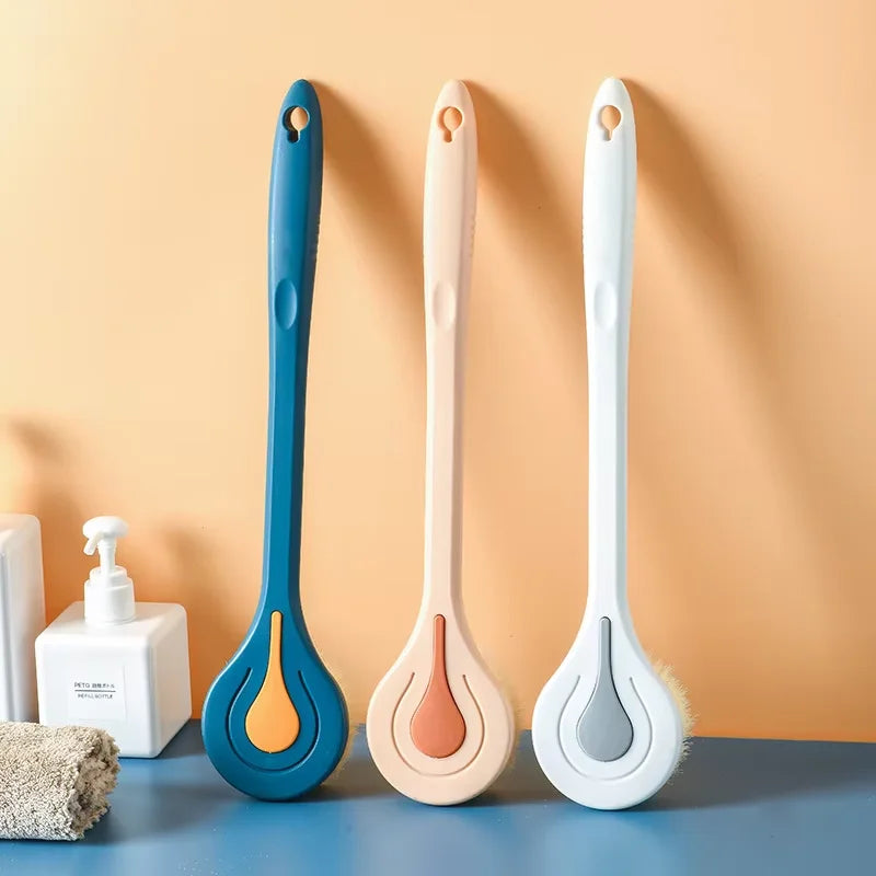 Bathroom Body Brush Kit with Long Handle: Soft-Hair Brush, Back Scrubber & Shower Massage Tool