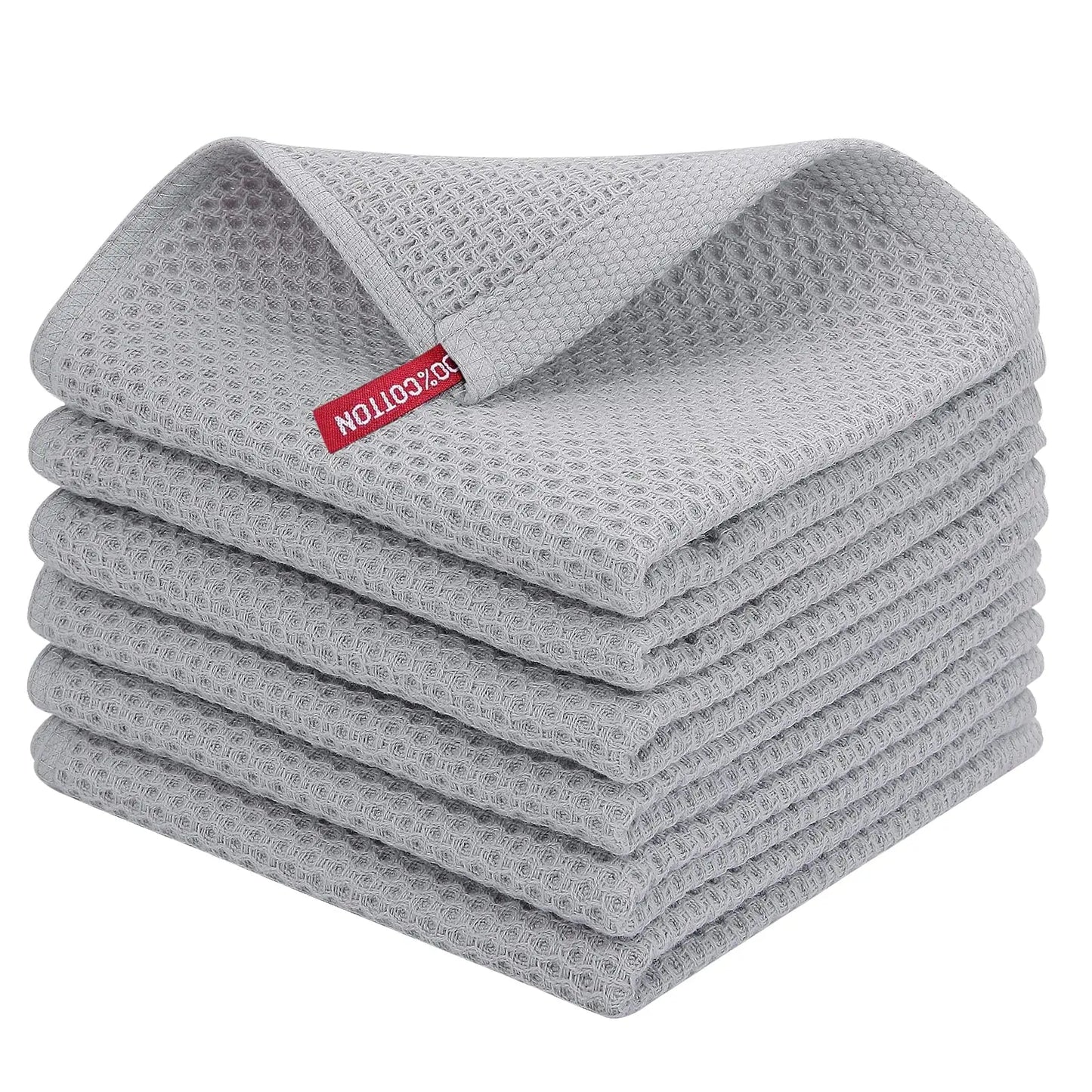 6 Pack 100% Cotton Waffle Weave Kitchen Dish Cloths