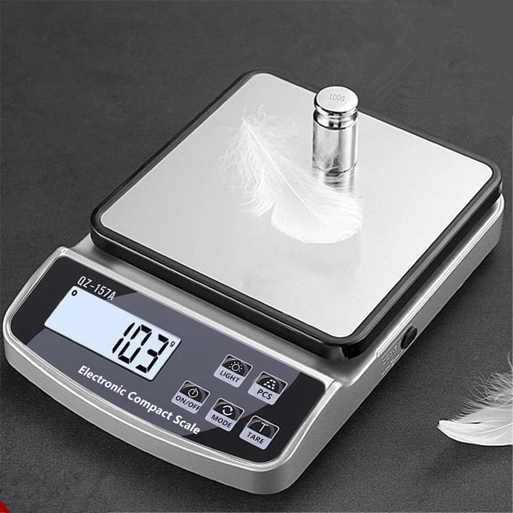 Digital Precision Scale Electronic Scale Waterproof Smart Kitchen Scale with Calibration USB Charge Coffee Balance 15/10/3KG