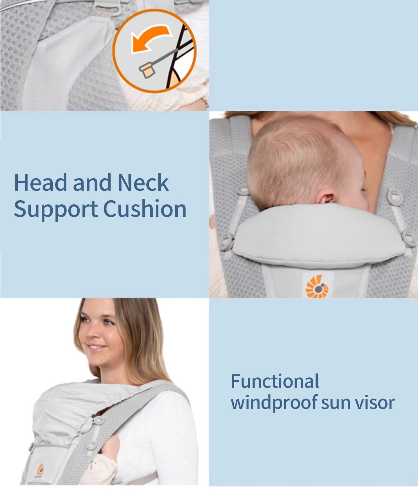 Ergobaby All Carry Positions Breathable mesh baby carrier, enhancing lumbar support and airflow (7-45 pounds)