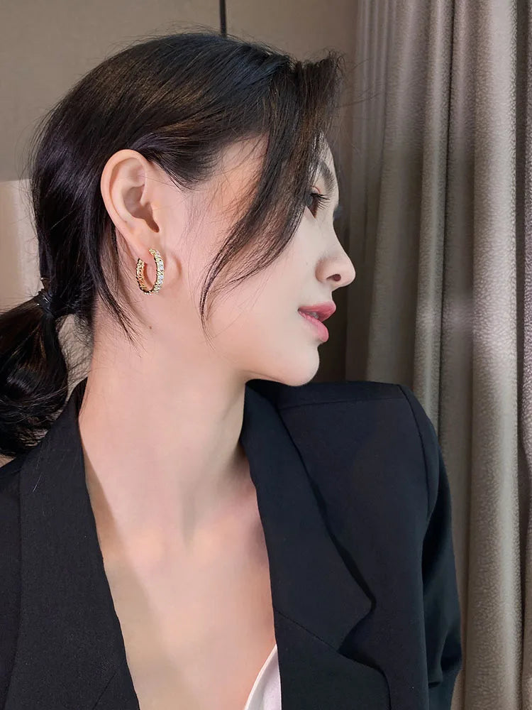 Zircon X Metal Hoop Earrings Jewellery Set