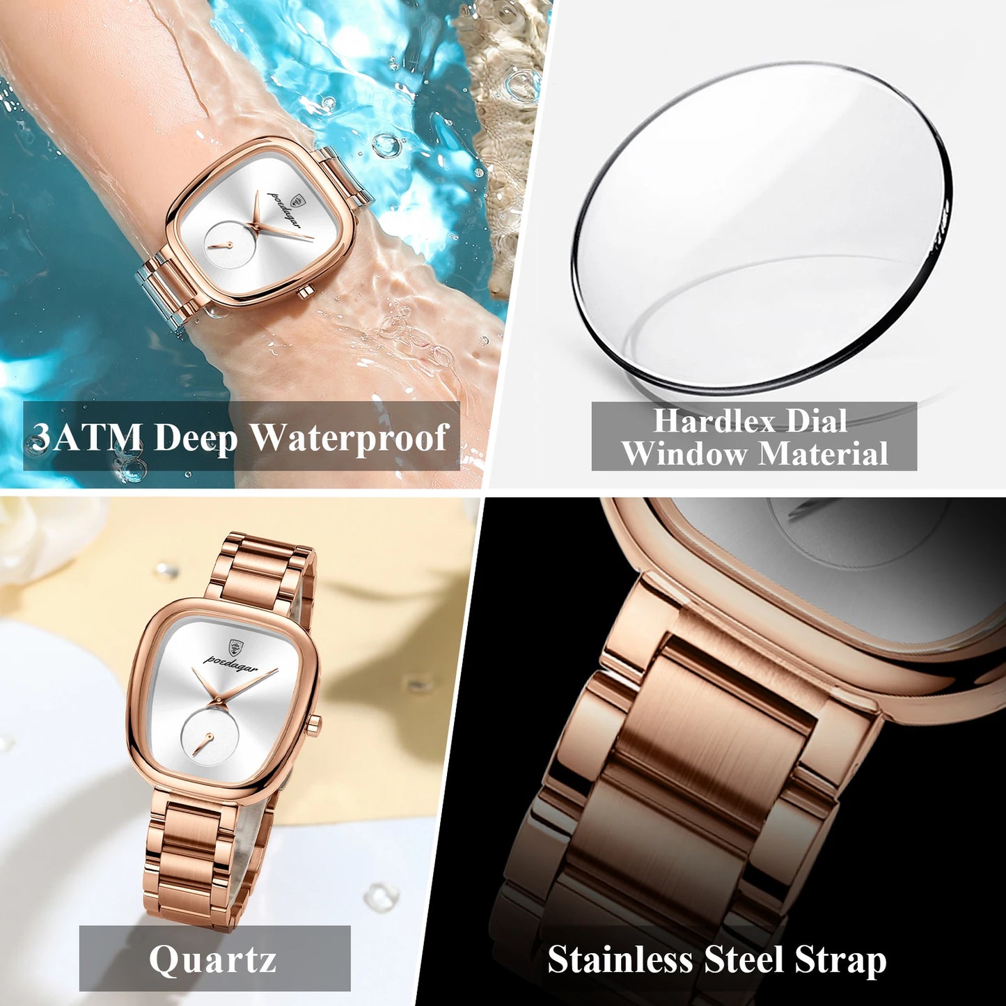 POEDAGAR Original Exquisite Ladies Wristwatch Stainless Steel Waterproof Quartz Watch For Woman Fashion Elegant Women's Watches