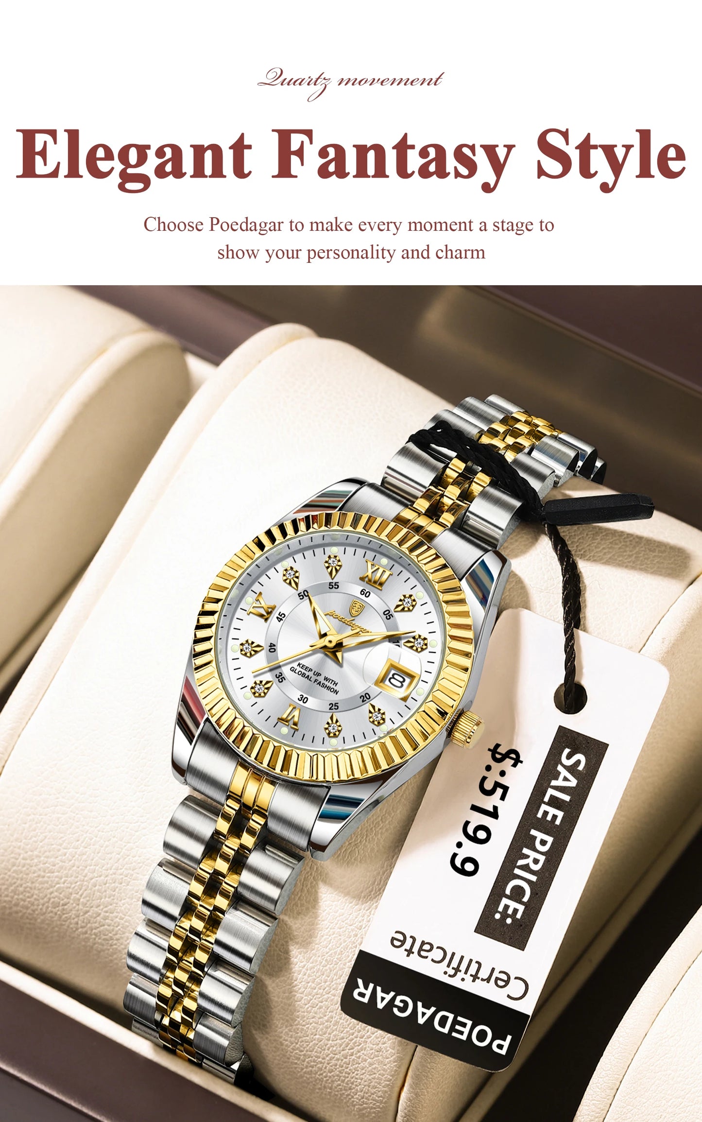 POEDAGAR Luxury Women's Watches Waterproof Luminous Date Ladies Wristwatch Stainless Steel Elegant Quartz Watch For Women Reloj