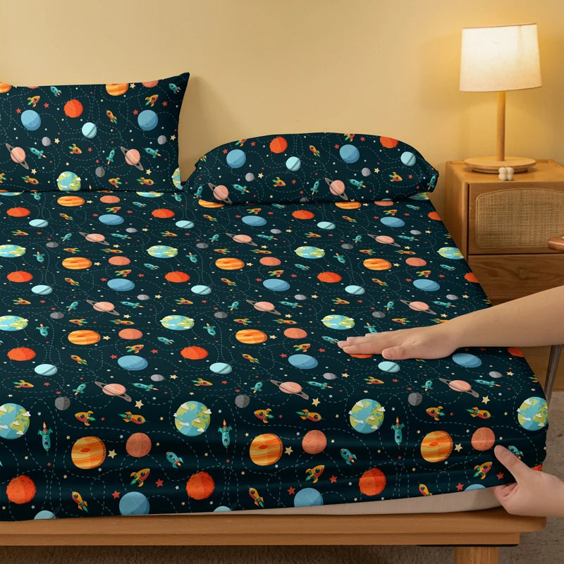 Cartoon Print Bed Cover – Fun Design, Soft & Durable Bedding for Kids and Teens