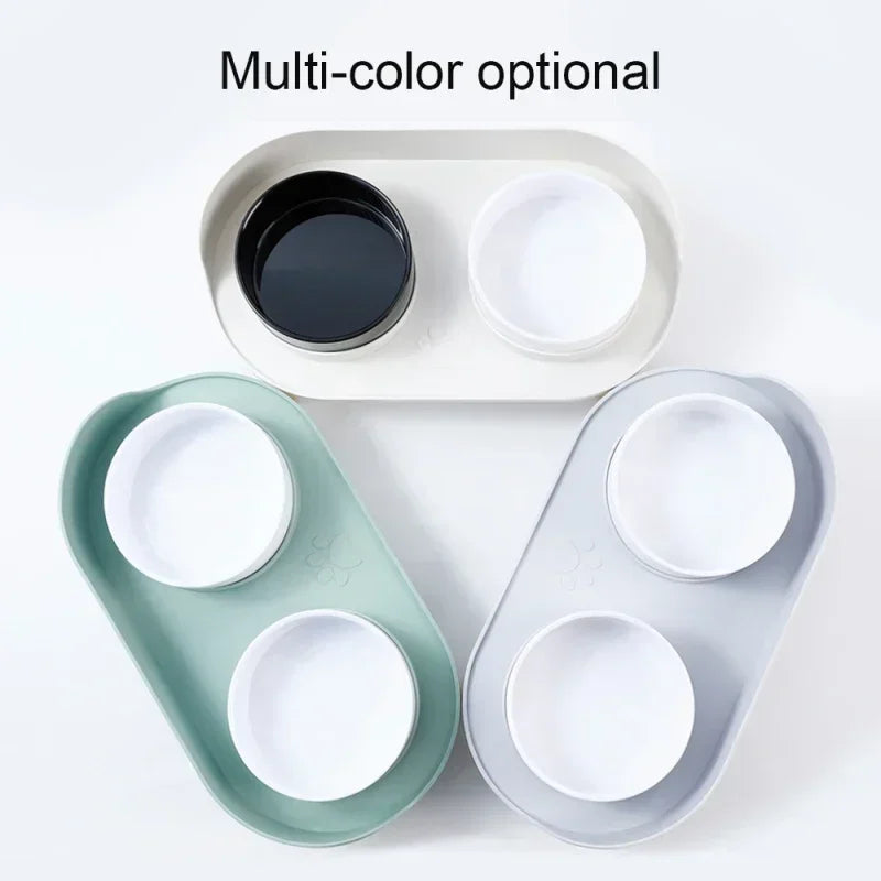 Adjustable Cat Double Bowls Feeder Bowls