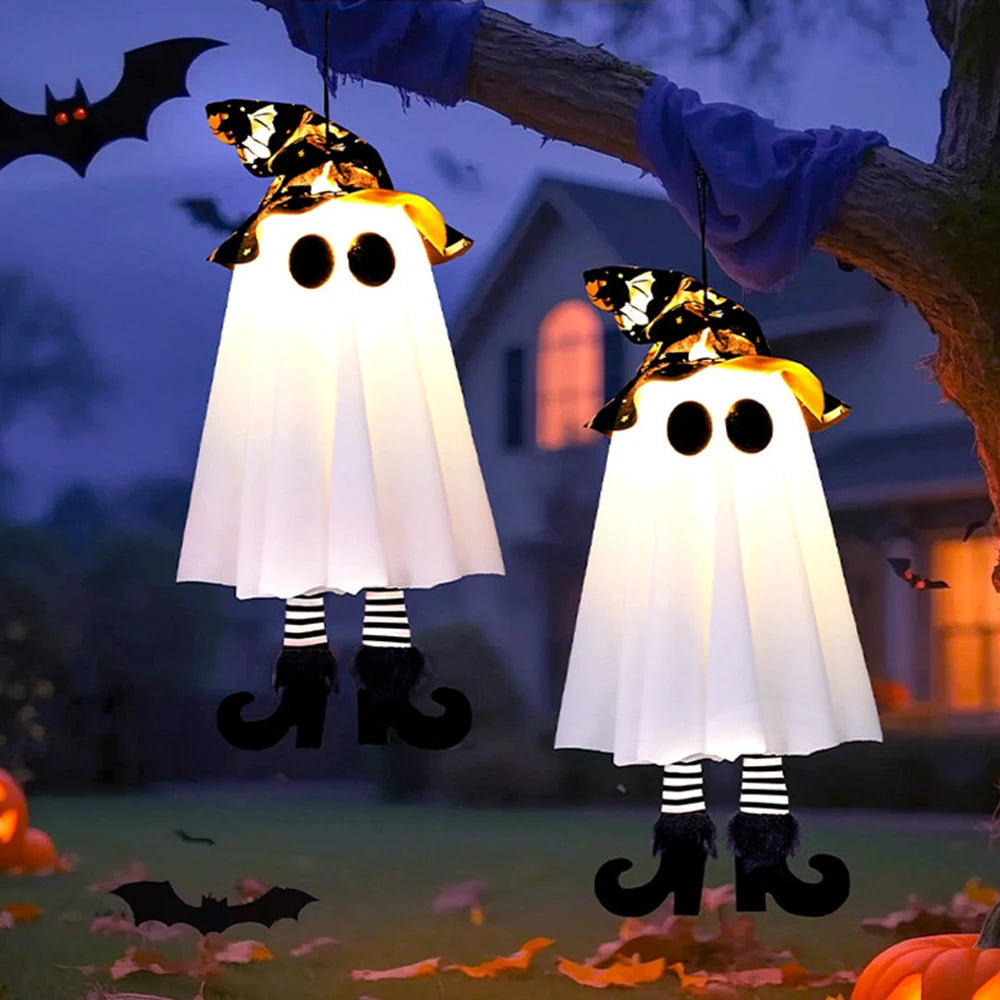 Halloween Decor Hanging Ghosts With Lights 1/2/3pcs LED Glowing Ghosts Festival Home House DIY Decoration Supplies Outdoor Setup