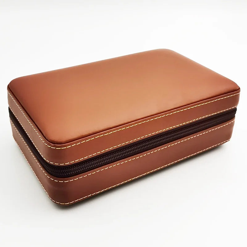 4pcs Humidor Cigar Box Travel Cigar Case orginiser without cutter lighter Leather Cedar Wood Cutter smoking accessories storage