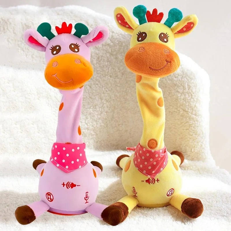 Cute Dancing Talking Giraffe Toy Repeating What You Say with 10 Songs Adjustable Volume Swaying Dancing Giraffe Musical Glowing