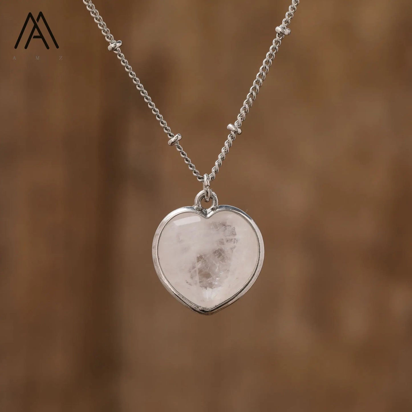 Natural Roses Quartz Heart Pendant Necklace For Women Elegant Romatic Gems Stone Necklace Jewelry Gifts Dropship