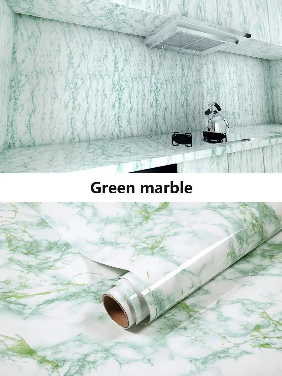 PVC Thickened Waterproof And Oil-proof Marble Wallpaper Self-adhesive Sticker Bathroom Cabinet Cooktop Desktop Decorative Film