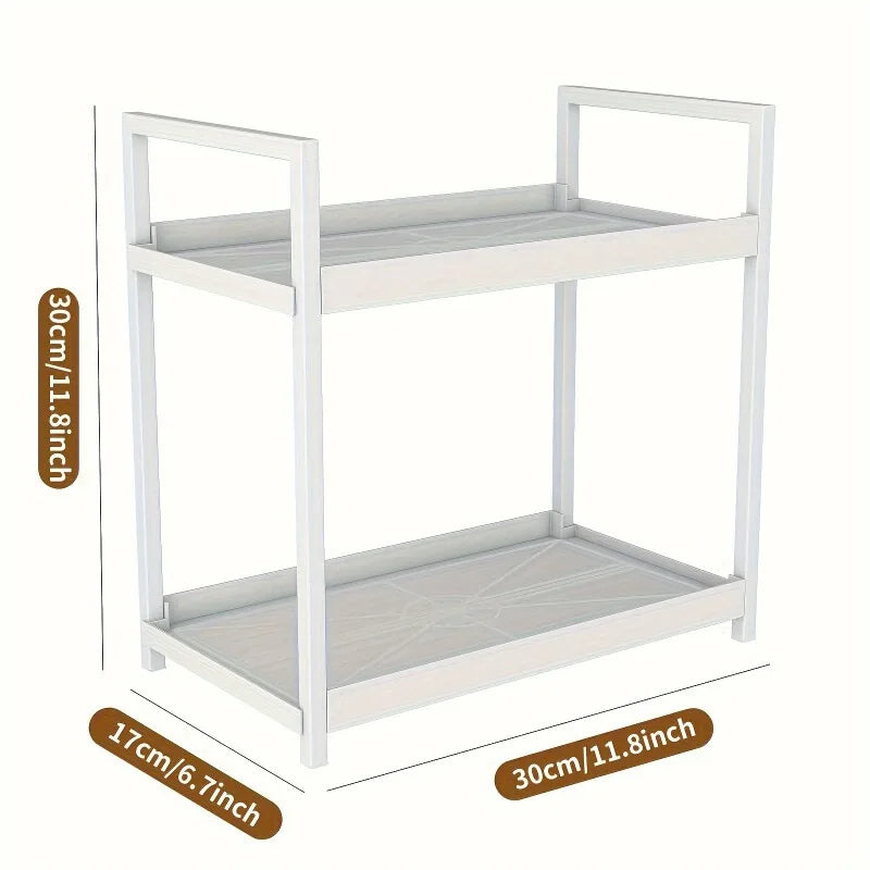 2-Tier Countertop Organiser – Multi-Purpose Storage Rack for Bathroom, Bedroom &amp; Kitchen