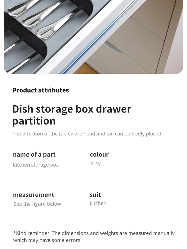 Kitchen Drawer Cutlery Storage Tray Knife Holder Spoon Forks Tableware Organiser Container For Spice Bottles Knives Block Rack