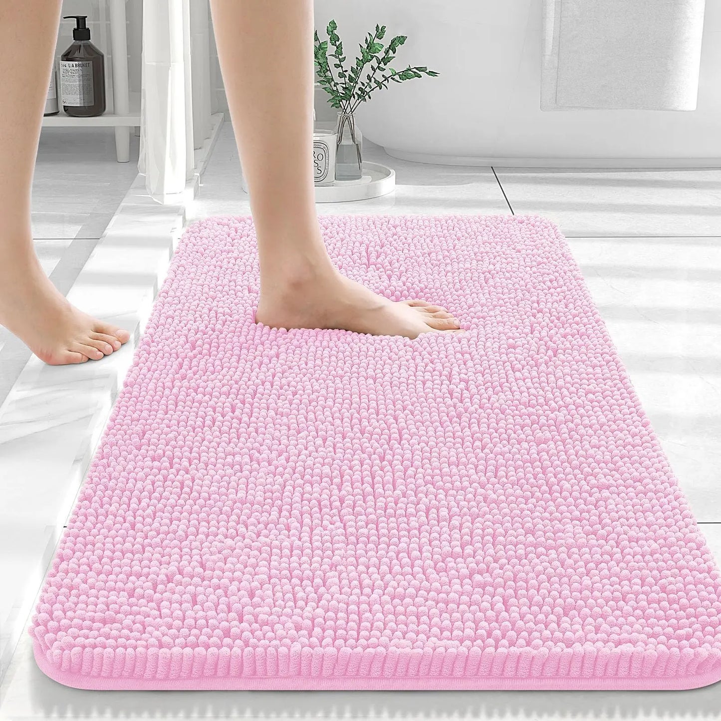Homaxy Chenille Plain Hairy TPR Material Door Mat Indoor Non Slip Door Mat Dirt Trap Absorbent Mat Absorbs Water Bathroom Mat