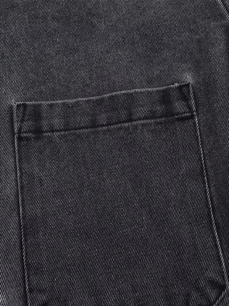 Turn-down Collar Two Piece Jean Set
