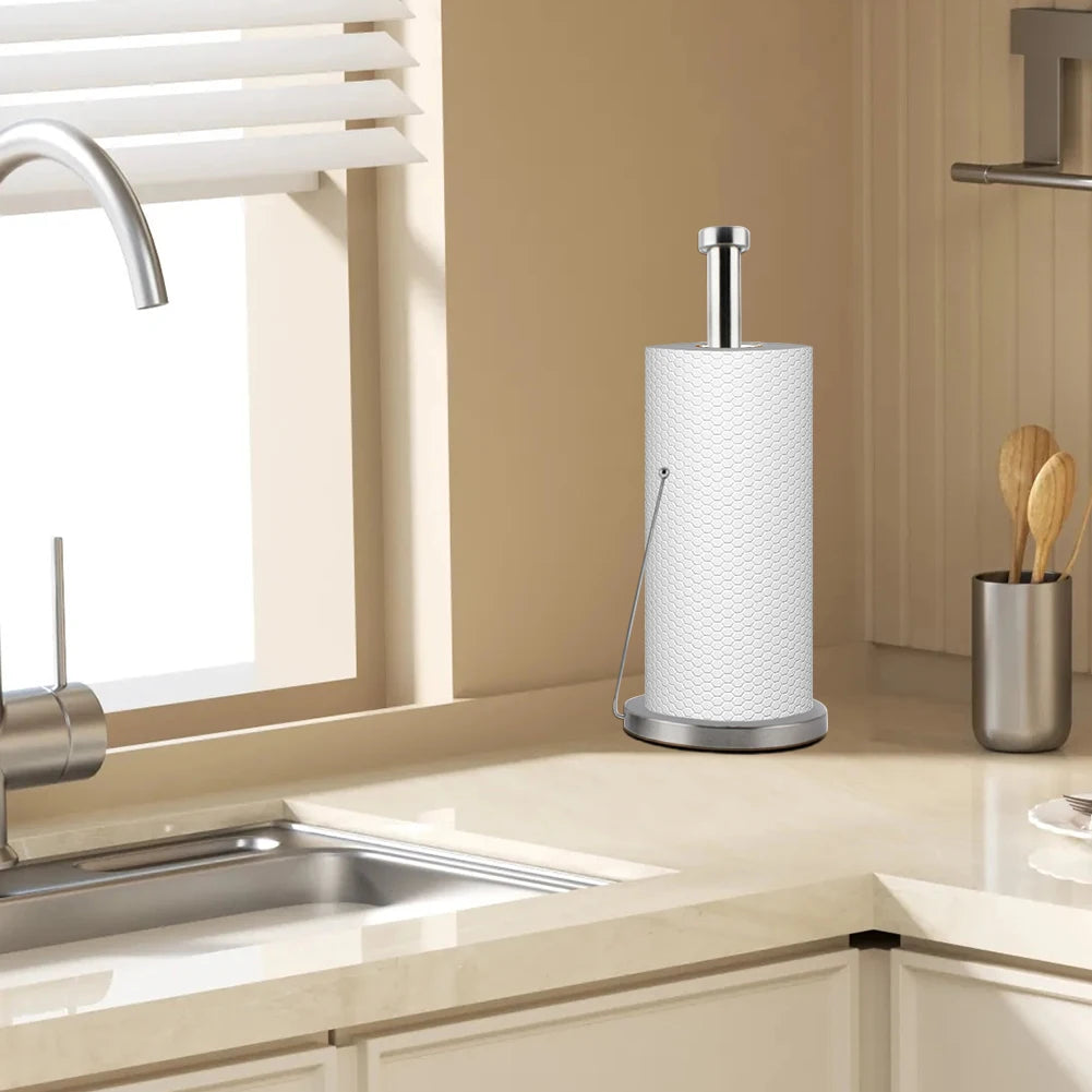 Stainless Steel Round Base Standing Tissue Roll Holder