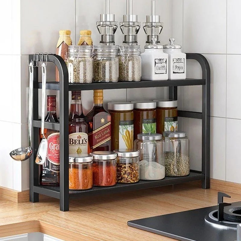 2-Tier Metal Countertop Rack – Space-Saving Kitchen Storage Organiser