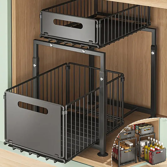 Kitchen Shelves Slide-out storage rack,Cabinet pull-out storage basket, Punch-free storage rack with suction cups,Spice rack