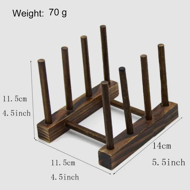 Wooden Dish Drainer Rack Kitchen Dishes Stand Plate Dish Drying Rack Pot Lid Racks Kitchen Organiser Drying Cups Display Shelf